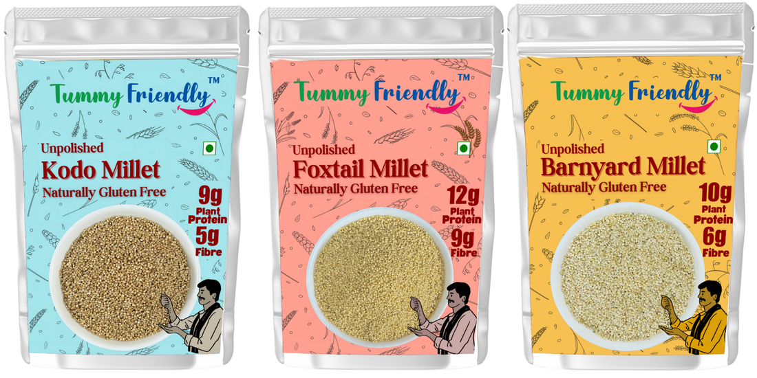Unpolished foxtail, barnyard and kodo millet — how to cook unpolished millets