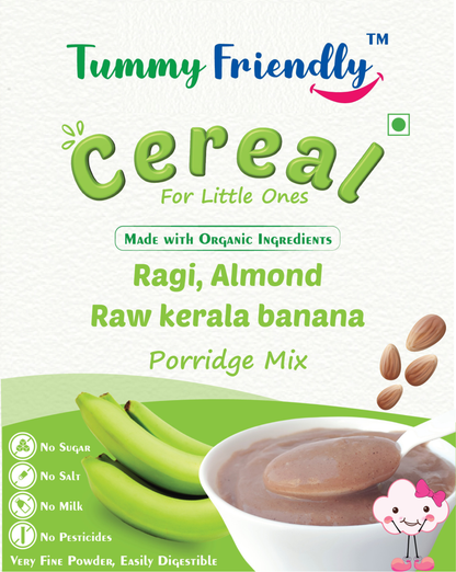 Organic Sprouted Ragi, Almond, Raw Kerala Banana Powder Porridge Mix