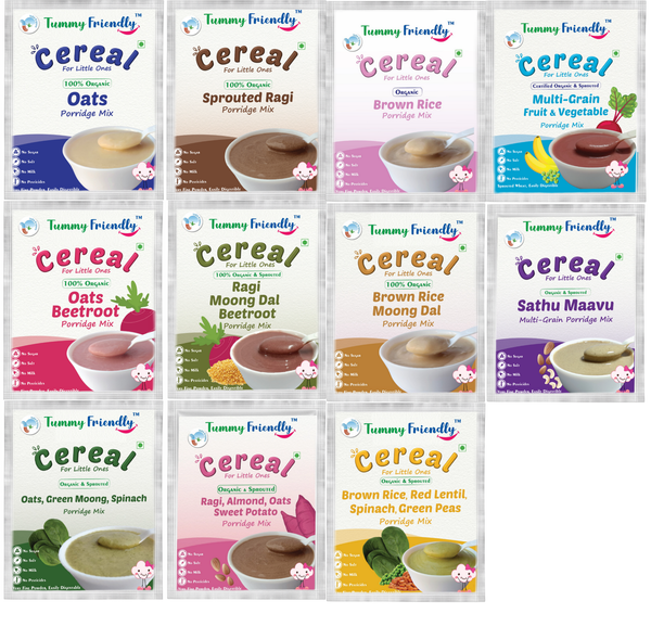 Stage1,2,3 Trial Packs- Certified Organic Porridge Mixes – 11 Packs, 50 grams Each Variety