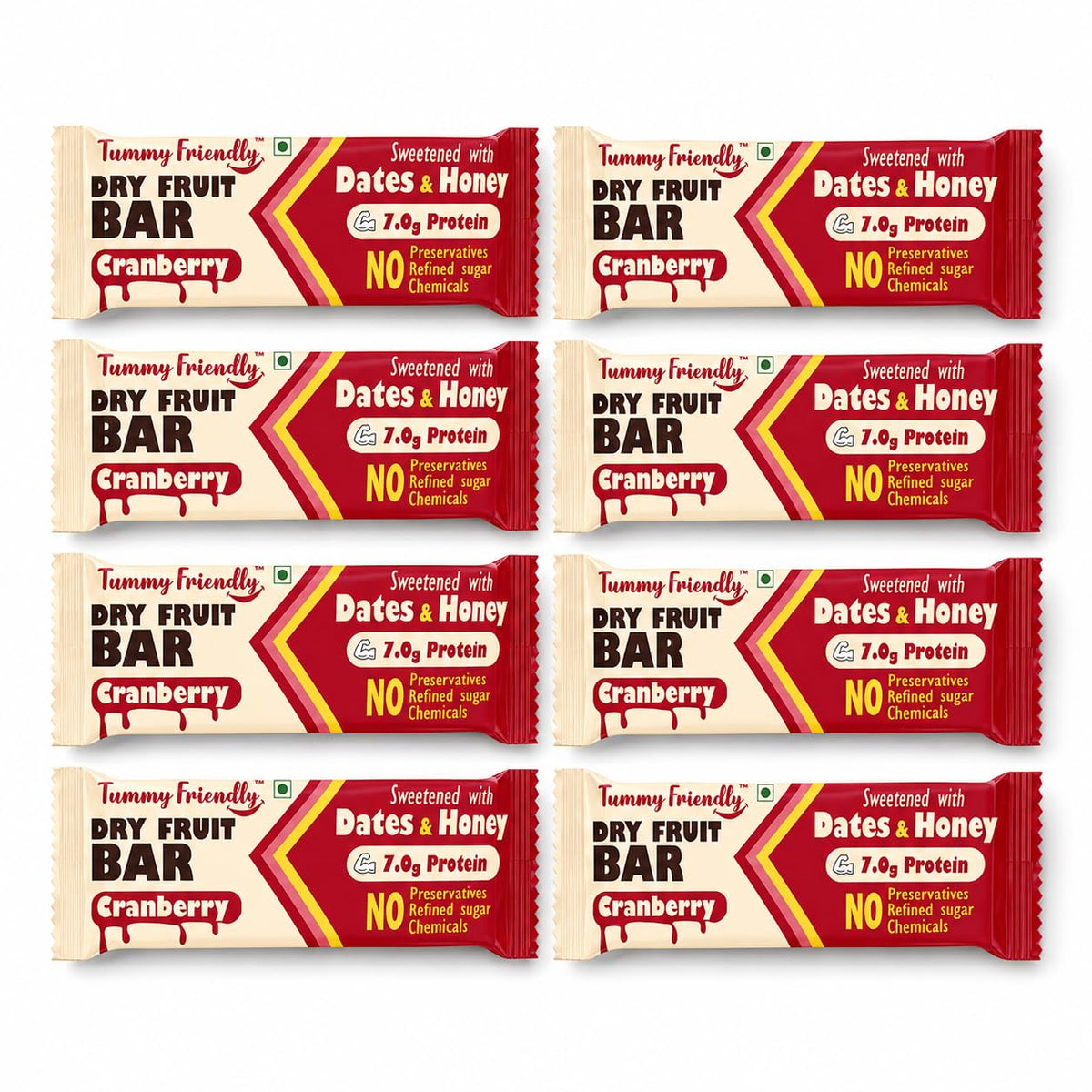 Dry Fruit Bars Cranberry – pack of 8 × 35g – TummyFriendly Foods