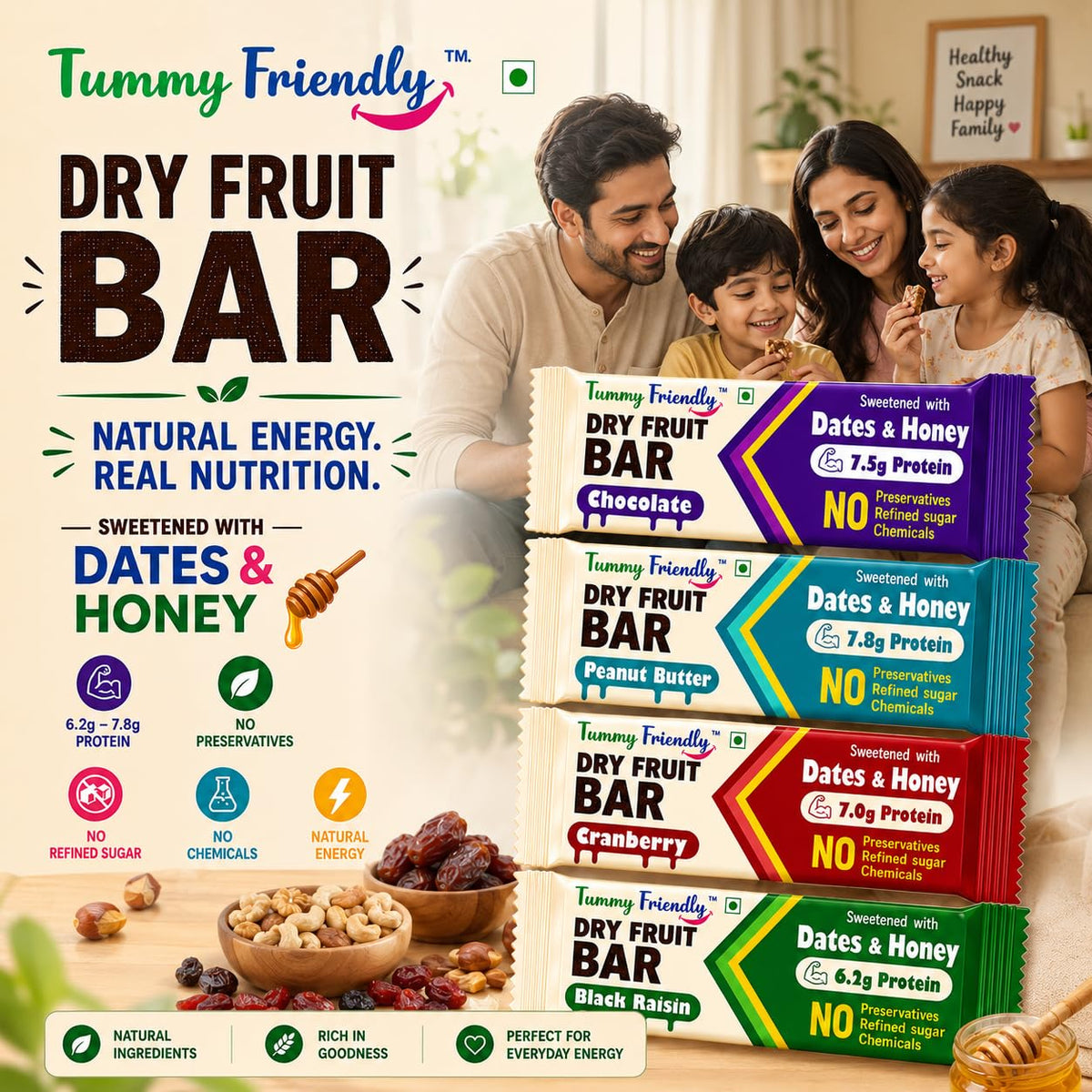 Dry Fruit Bars pack of 4 – natural energy