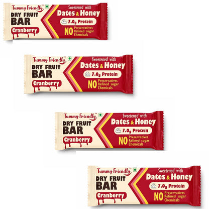 Dry Fruit Bars Cranberry – pack of 4 × 35g – TummyFriendly Foods