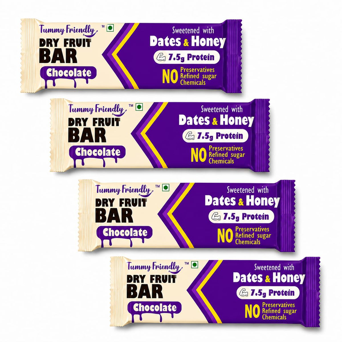 Dry Fruit Bars Chocolate – pack of 4 × 35g – TummyFriendly Foods