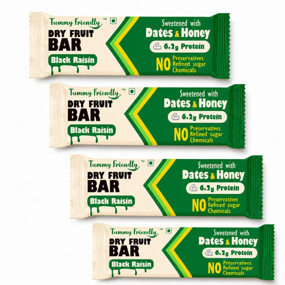 Dry Fruit Bars Black Raisin – pack of 4 × 35g – TummyFriendly Foods