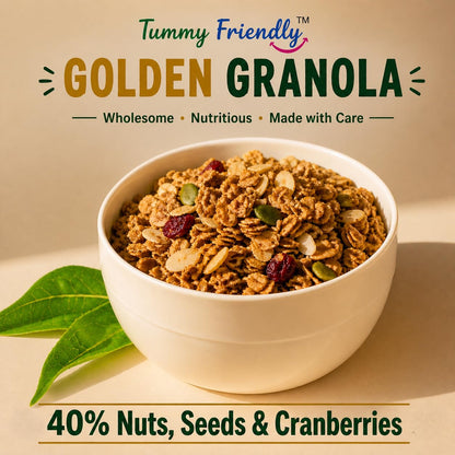 Golden Granola – 40% nuts, seeds and cranberries