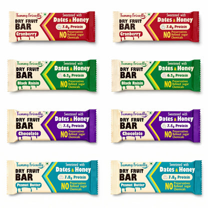 Dry Fruit Bars Assorted – pack of 8 × 35g – TummyFriendly Foods