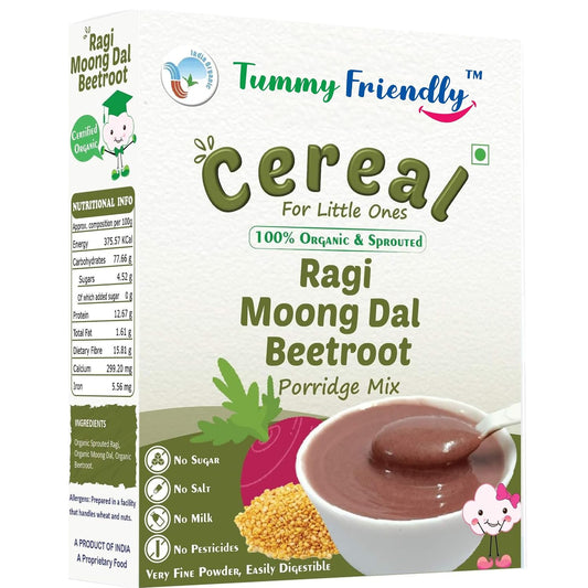 Sprouted Ragi, Moong Dal & Beetroot Porridge Mix – TummyFriendly Foods