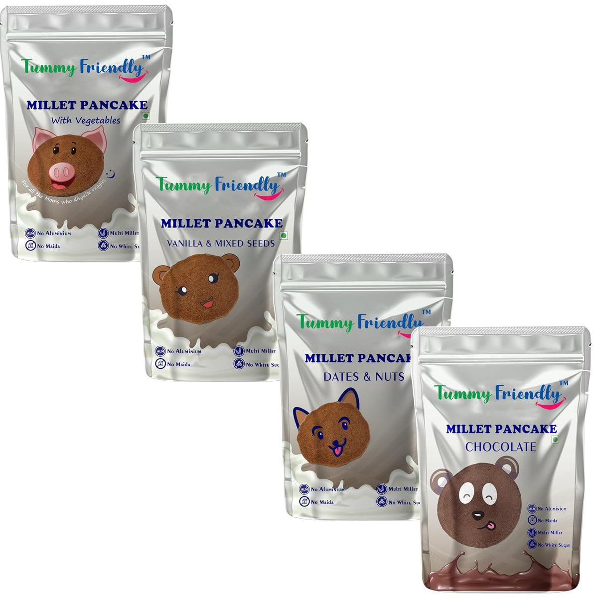 Millet Pancake Mix Combo 4×150g – TummyFriendly Foods