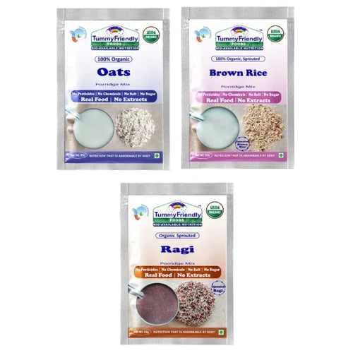 Stage1 Trial Packs- Certified Organic Porridge Mixes – 3 Packs, 50 grams Each Variety