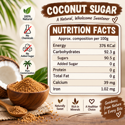TFF-CoconutSugar |Sugar Alternative, Low Glycemic Index | Unrefined Natural Sweetener | Crafted from the Fresh Sap of Tall Trees