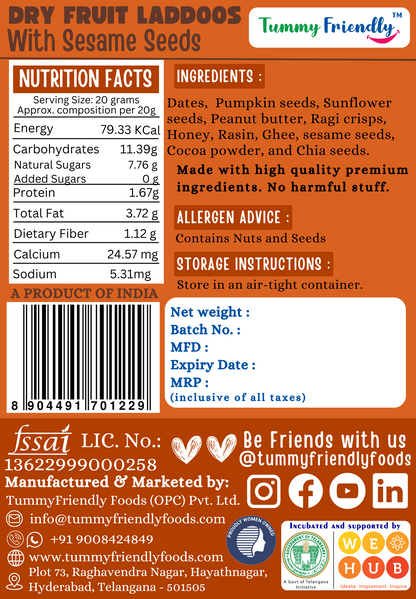 Dry Fruit Laddus with Sesame Seeds – 100g