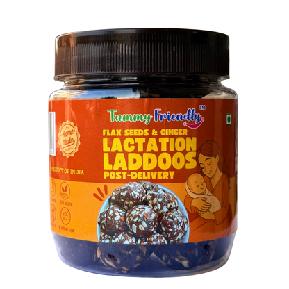 Lactation Laddoos for breastfeeding. Post-Delivery Healthy Gond Laddu with Jaggery for After Pregnancy. Postnatal Lactation Snacks Ladoo for Breastfeeding Mothers. Traditional Postpartum Nutrition Snack - Flax Seeds and Ginger(250g)
