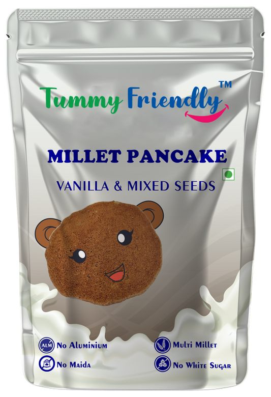 Aluminium-Free Vanilla and Mixed Seeds Pancake Mix | Millet Pancake Mix with Super Seeds, Flax, Sesame, Pumpkin, Watermelon, SunFlower | Instant Breakfast Mix | 800g