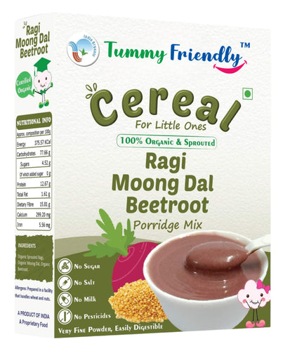 100% Organic Sprouted Ragi, Moong Dal, Beetroot Porridge Mix