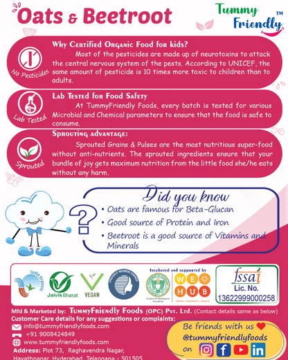 100% Organic Oats, Beetroot Porridge Mix